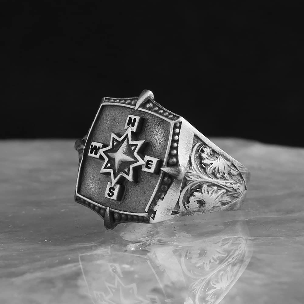 Compass Silver Ring- Silver Jewelry-Gift for Him and Her-925k Turkish Handmade