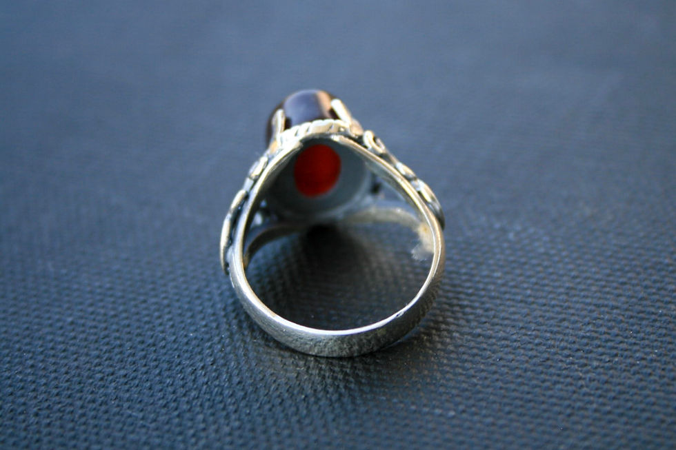 Thumbnail: 925 Sterling Silver Ring with Red Agate Stone – Handmade Natural Gem Design -