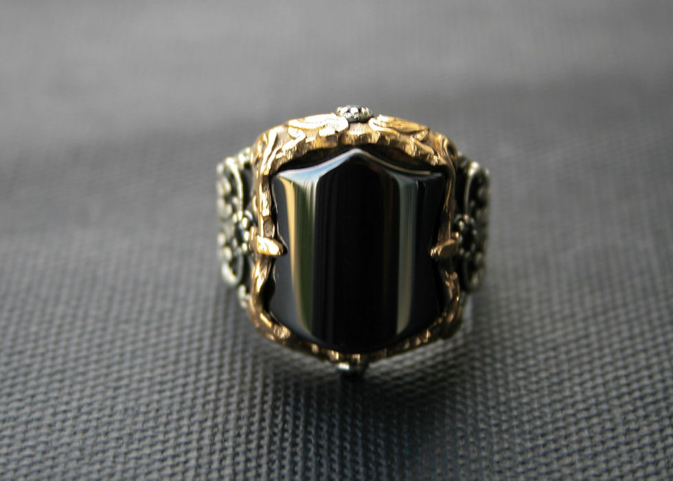 Thumbnail: 925 Sterling Silver Black Onyx Ring – Handcrafted Unisex Statement Jewelry with