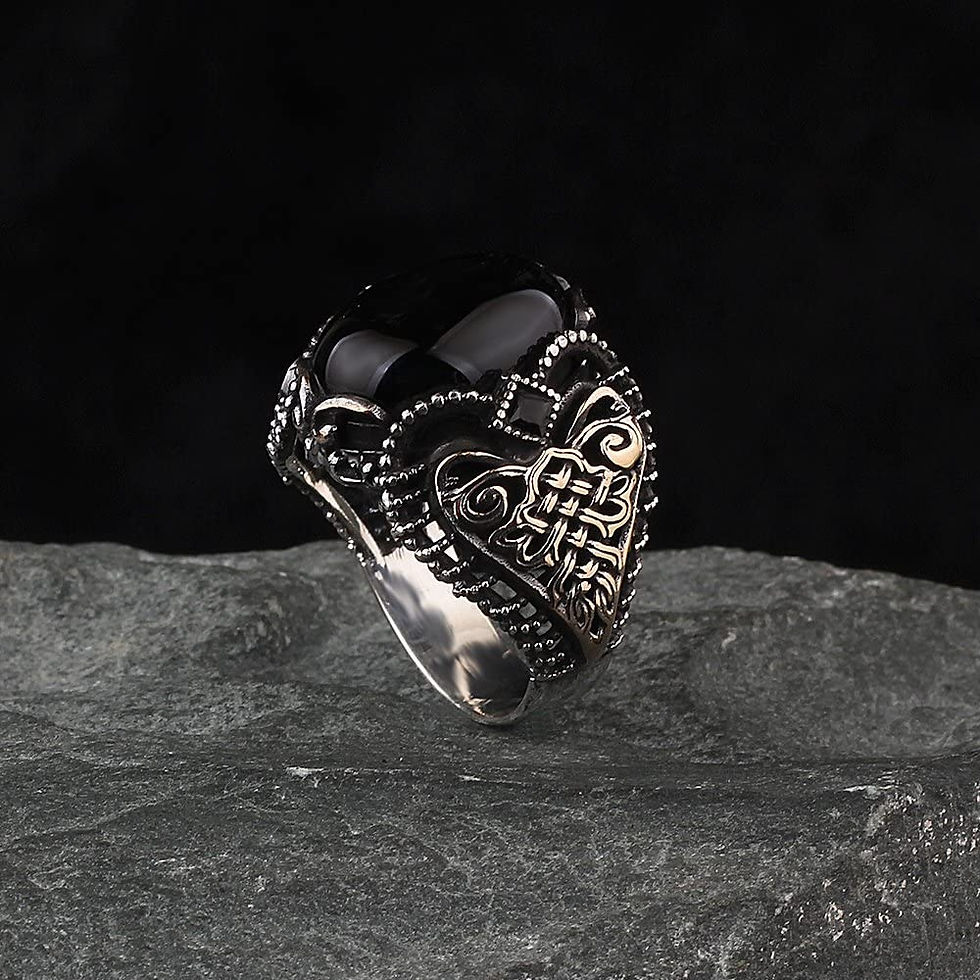 Thumbnail: Onyx Silver Mens Ring