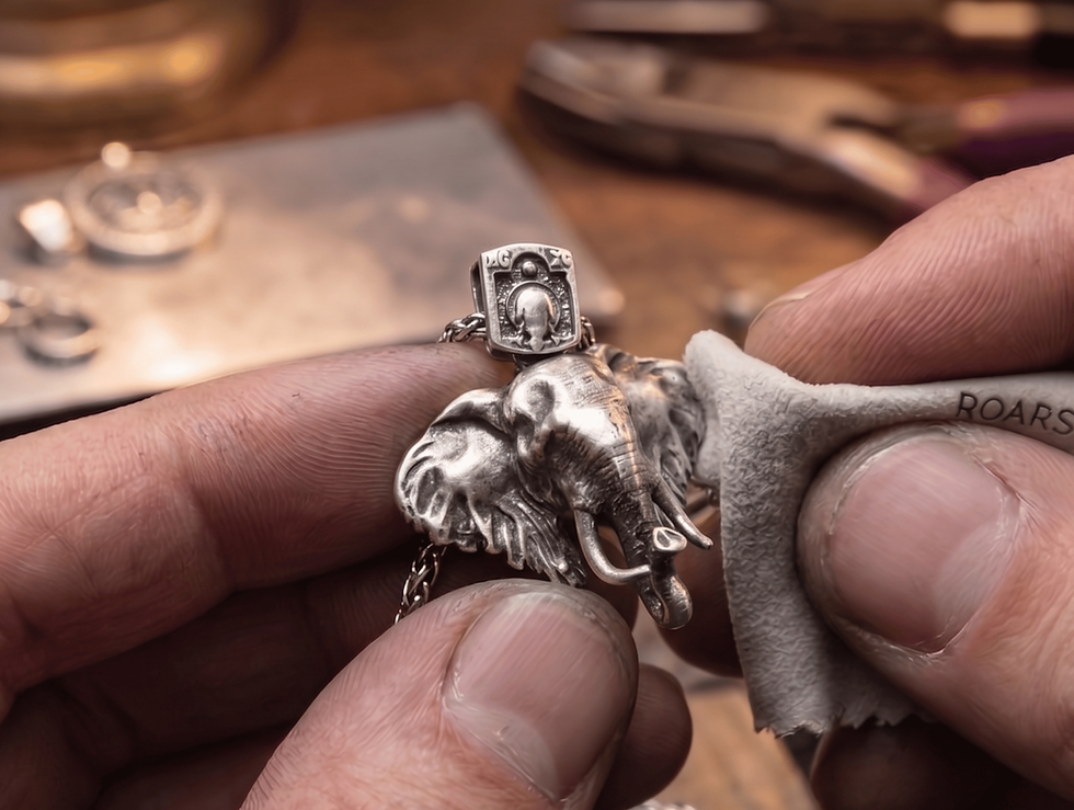 Thumbnail: Elephant Head Pendant - 925 Sterling Silver Majestic African Elephant Necklace