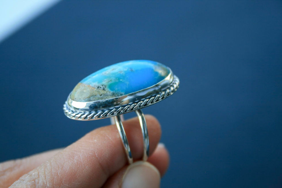 Thumbnail: Turquoise Ring – 925 Sterling Silver Handmade Vintage Style Gemstone Jewelry –