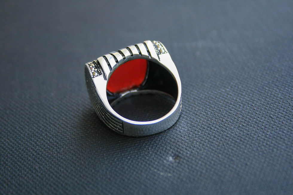 Thumbnail: 925 Sterling Silver Ring with Red Agate Stone – Handmade Natural Gem Design -
