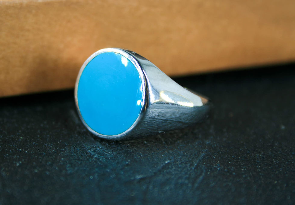Thumbnail: Silver 925k Ring, Handmade Ring, Natural Turquoise Stone,Signet Ring-Jewelry