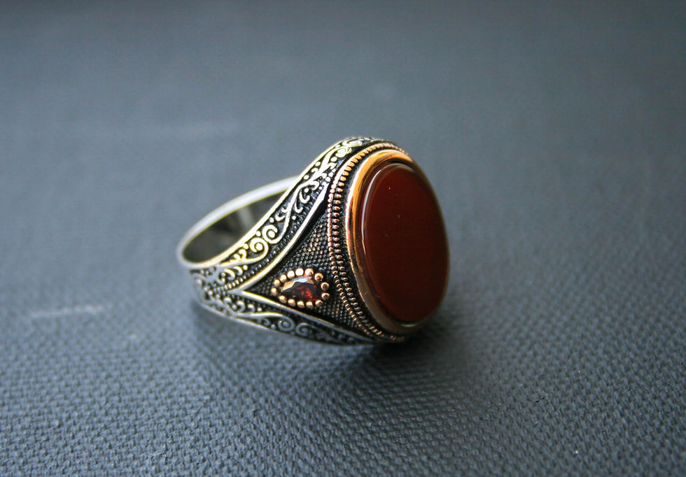 Thumbnail: 925 Sterling Silver Ring with Red Agate Stone – Handmade Natural Gem Design