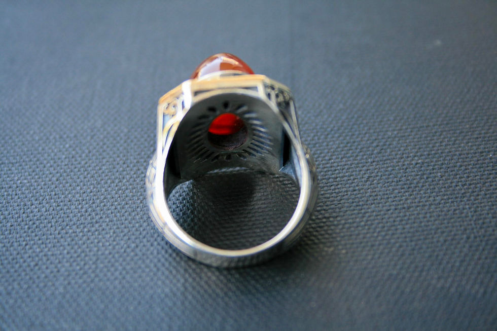 Thumbnail: 925 Sterling Silver Ring with Red Agate Stone – Handmade Natural Gem Design -
