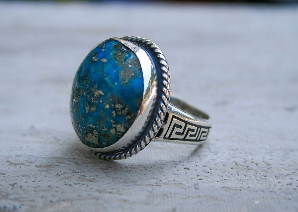 Thumbnail: Round Turquoise Sterling Silver Ring – Natural Unisex Gemstone Statement Ring