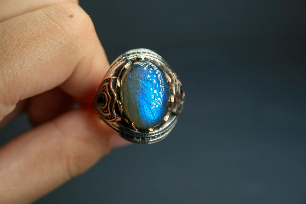 Thumbnail: Silver 925k Mens Ring,Handmade Mens Ring,Natural Labradorite Stone,Jewelry Gift