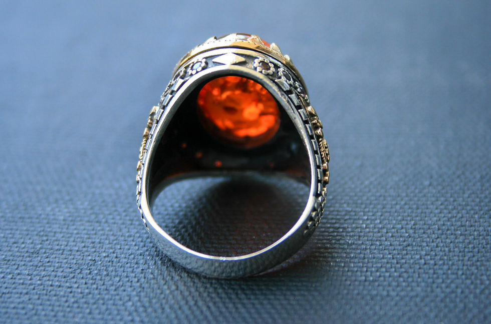 Thumbnail: Amber Ring 925 Sterling Silver, Vintage Unisex Gemstone Jewelry, Handmade