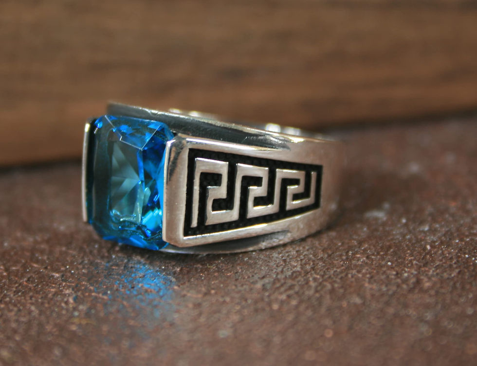 Thumbnail: Natural Aquamarine Stone Silver Ring-Handmade Ring-Jewelry Gift For Him and