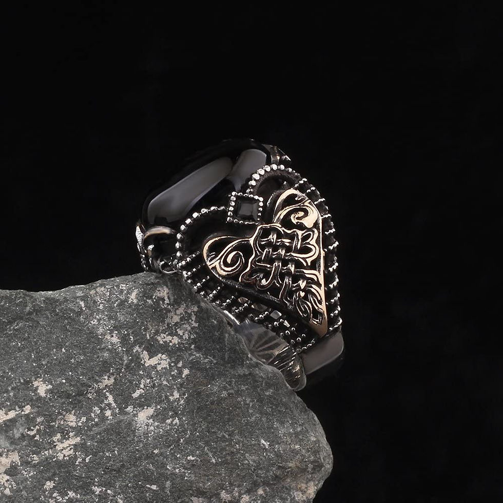 Thumbnail: Onyx Silver Mens Ring