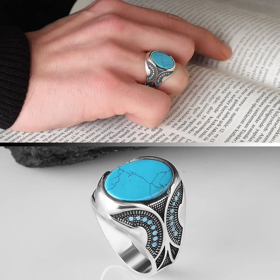 Thumbnail: Silver 925k Ring, Handmade Ring, Natural Turquoise Stone,Jewelry Gift For Mens