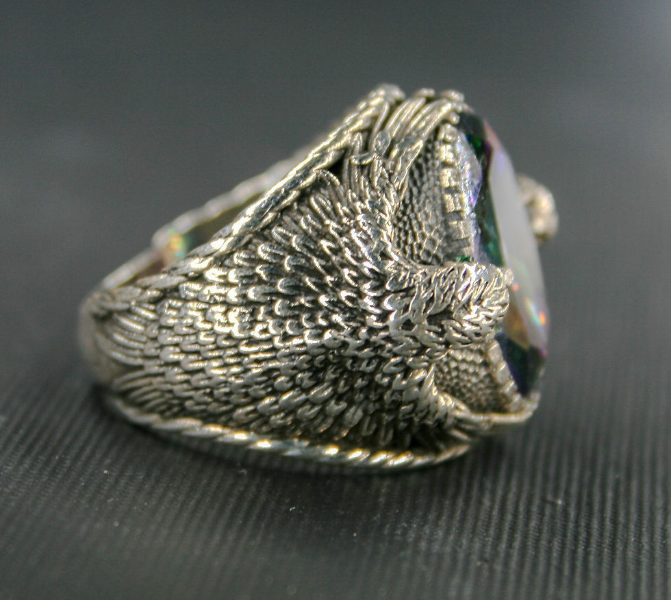 Thumbnail: Eagle Design Mystic Topaz Silver Ring – Unisex Sterling Silver Ring with Genuine