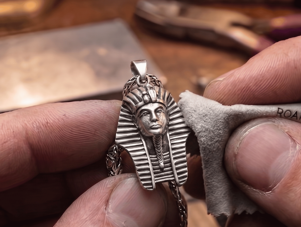 Thumbnail: Pharaoh Tutankhamun Pendant - 925 Sterling Silver Egyptian King Necklace