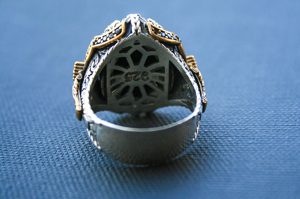 Thumbnail: Vintage Style Black Zircon Ring – 925 Sterling Silver Handmade Men’s Statement