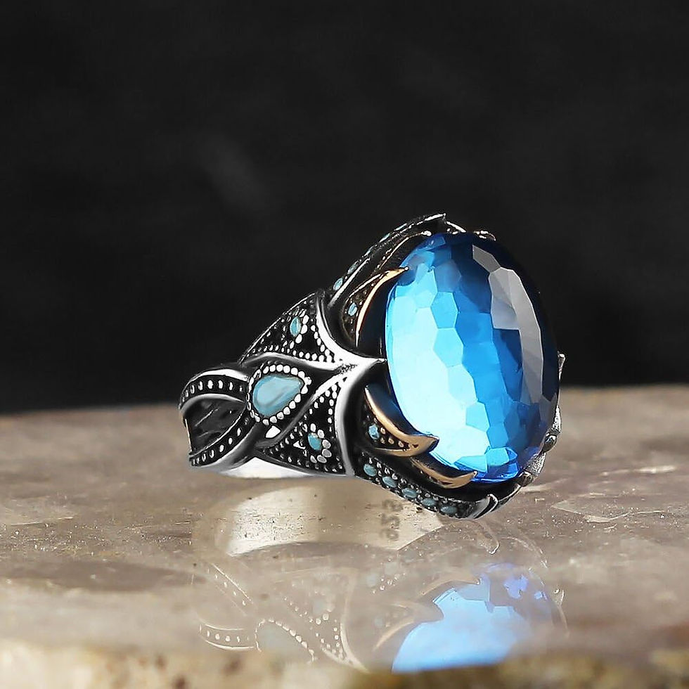 Thumbnail: Zircon Ring-925k Unisex Silver Jewelry-Vintage Gemstone Ring-Gift for Him and