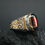 Thumbnail: Unique Handmade Jewelry-Red Zircon Stone Silver Ring-Gold Plated Ring