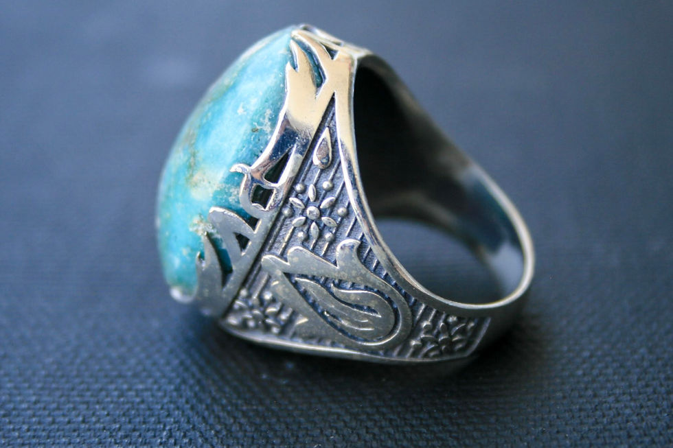 Thumbnail: Turquoise Ring – 925 Sterling Silver Handmade Vintage Style Gemstone Jewelry –