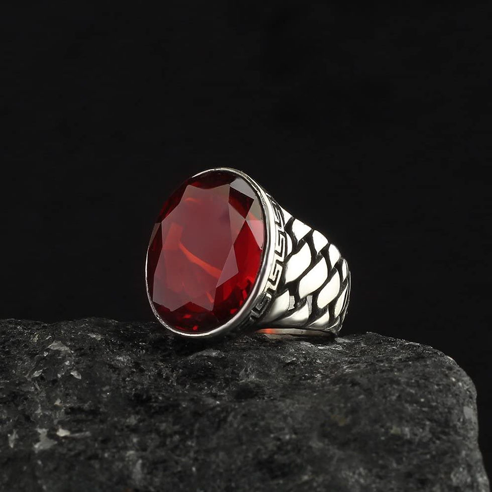 Thumbnail: Zircon Ring-925k Unisex Silver Jewelry-Vintage Gemstone Ring-Gift for Him and