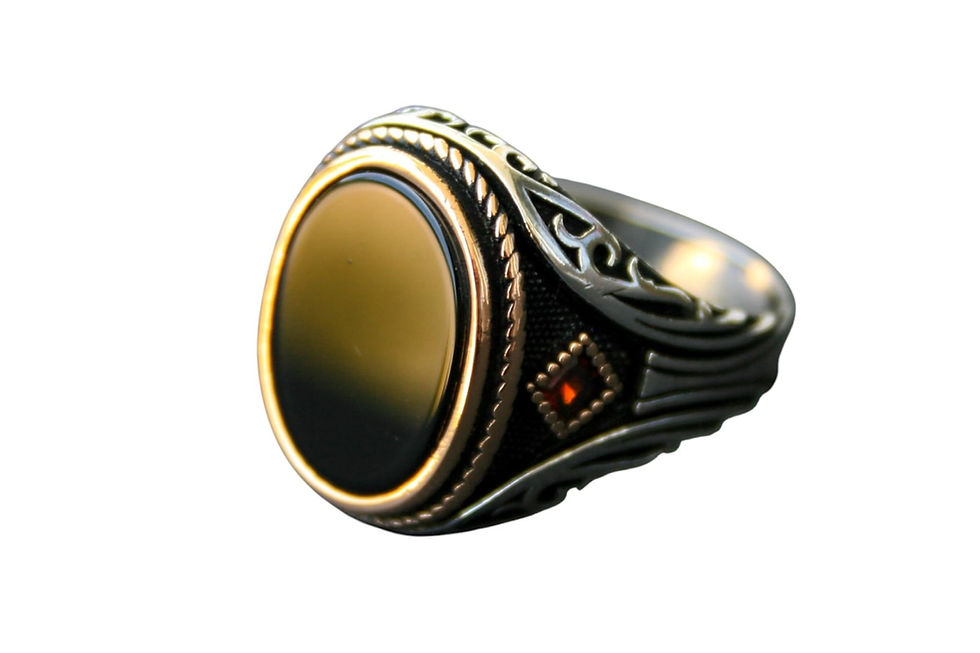 Thumbnail: Vintage Style Black Zircon Ring – 925 Sterling Silver Handmade Men’s Statement