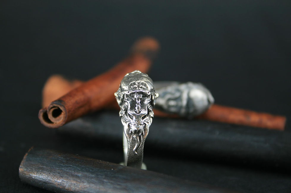 Thumbnail: 925 Sterling Silver Baphomet Figured Antique Pattern Ring
