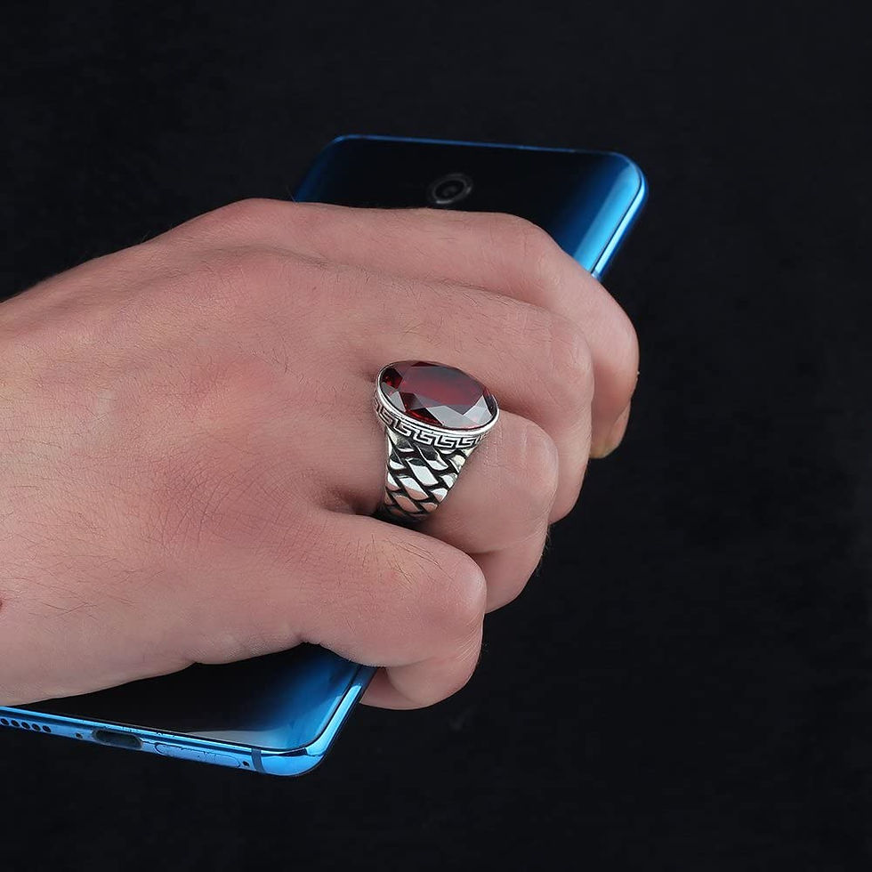 Thumbnail: Zircon Ring-925k Unisex Silver Jewelry-Vintage Gemstone Ring-Gift for Him and