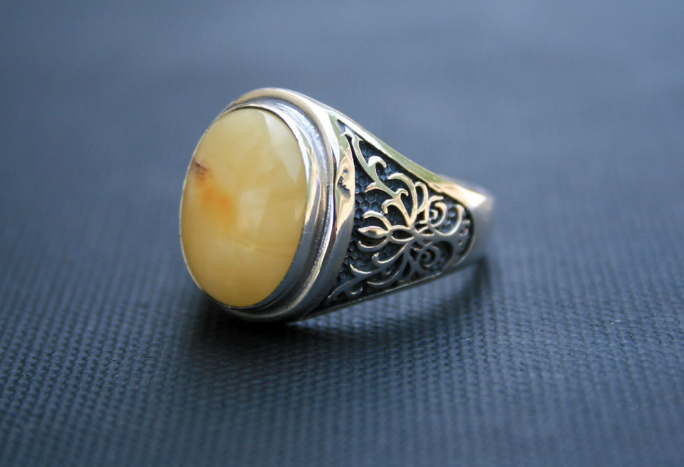 Thumbnail: Amber Sterling Silver Ring – Handmade Unisex Gemstone Ring for Everyday Elegance