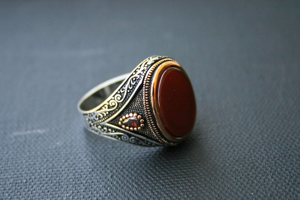 Thumbnail: 925 Sterling Silver Ring with Red Agate Stone – Handmade Natural Gem Design -