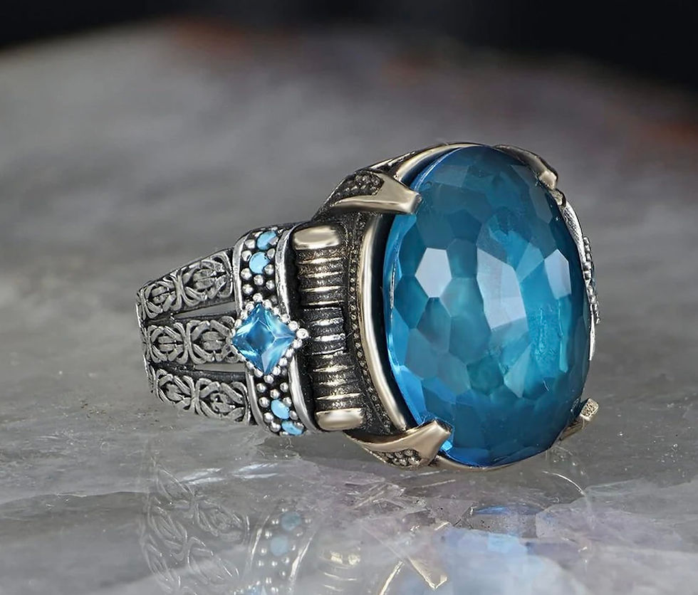 Thumbnail: Zircon Ring-925k Unisex Silver Jewelry-Vintage Gemstone Ring-Gift for Him and