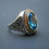 Thumbnail: 925 Sterling Silver Blue Zircon Ring – Handmade Men’s Vintage Style Ring – Deep