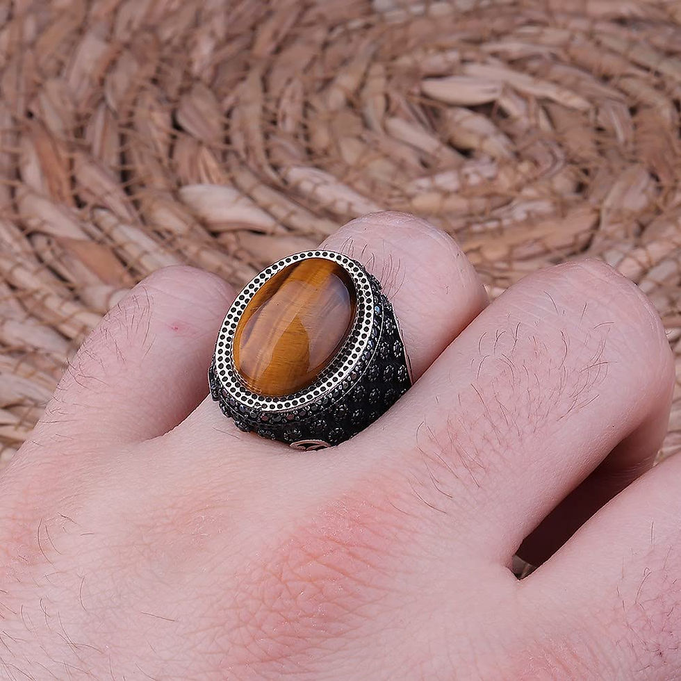 Thumbnail: Sterling Silver Ring, Tiger Eye Stone, Handmade 925k Silver, Gift For Him and