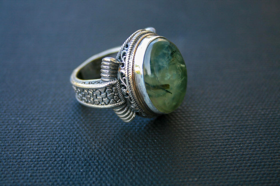 Thumbnail: Prehnite Ring for Women 925 Sterling Silver, Oval Gemstone Jewelry, Handmade