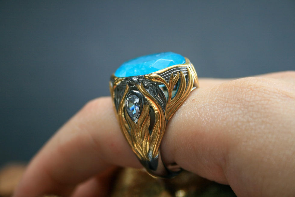 Thumbnail: Enchanting Elf Collection: 925 Sterling Silver Ring with Paraiba Tourmaline