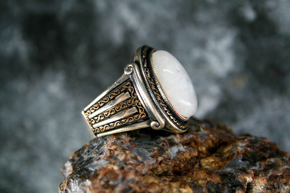 Thumbnail: Enchanting Sterling Silver Ring Featuring a Mesmerizing Moonstone - Add a Touch