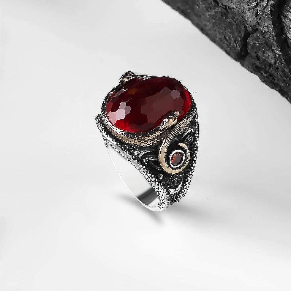 Thumbnail: Zircon Ring-925k Unisex Silver Jewelry-Vintage Gemstone Ring-Gift for Him and