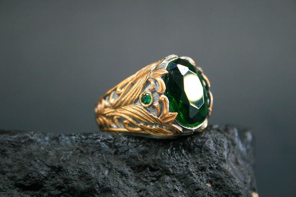 Thumbnail: Enchanting Elf Ring in 925 Sterling Silver - Gold Plated with Green Zircon