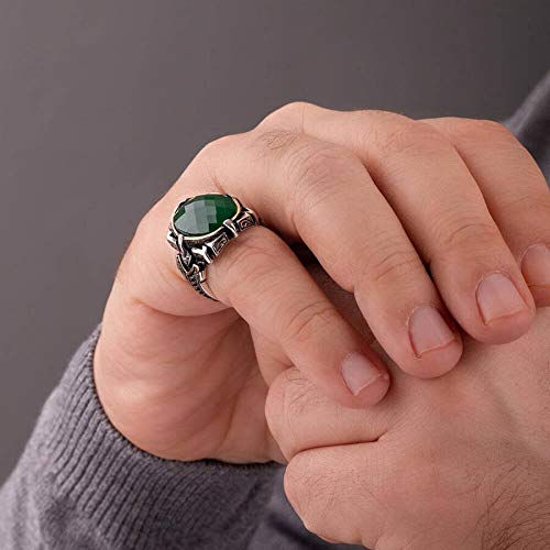 Thumbnail: Zircon Ring-925k Unisex Silver Jewelry-Vintage Gemstone Ring-Gift for Him and