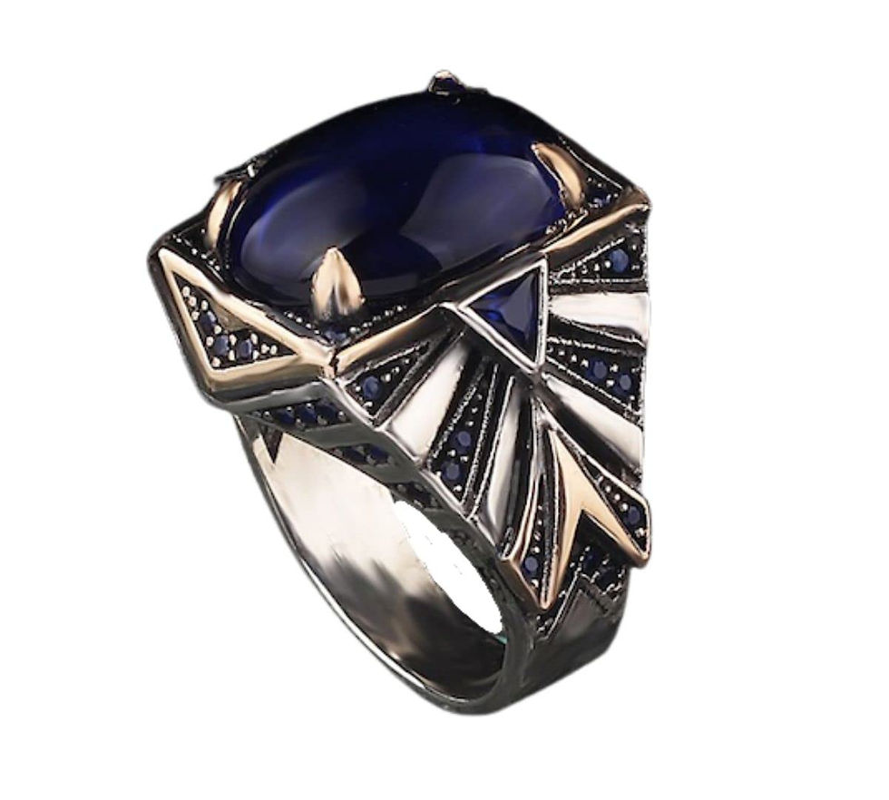 Thumbnail: Blue Zircon Ring-925k Unisex Silver Jewelry-Vintage Gemstone Ring-Gift for Him