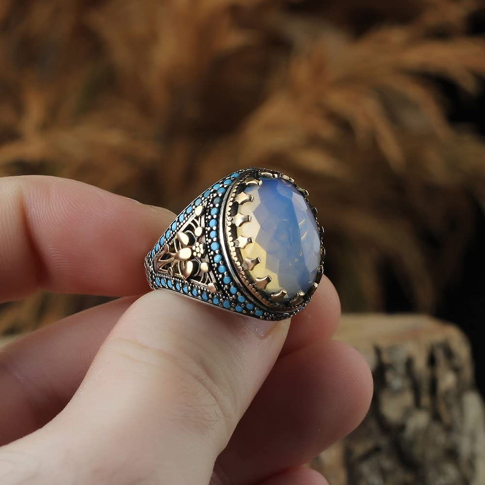 Thumbnail: Silver 925k Mens Ring,Handmade Mens Ring,Natural Moonstone Stone,Jewelry Gift