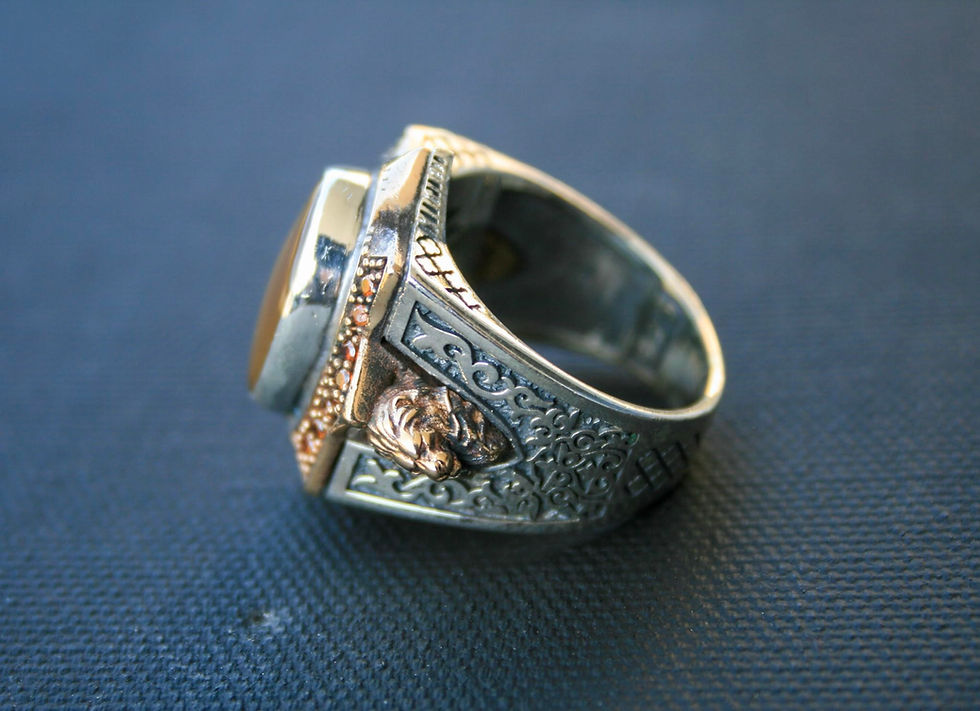 Thumbnail: Amber Ring 925 Sterling Silver, Vintage Unisex Gemstone Jewelry, Handmade
