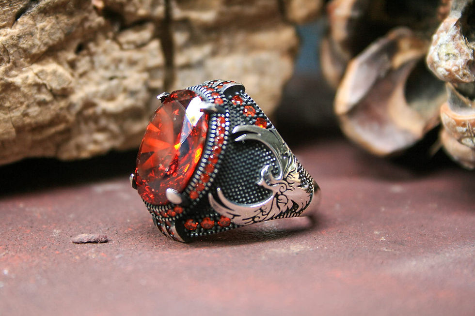 Thumbnail: Phoenix zircon Ring-925k Unisex Silver Jewelry-Vintage Gemstone Ring-Gift for