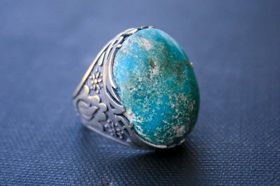 Thumbnail: Turquoise Ring – 925 Sterling Silver Handmade Vintage Style Gemstone Jewelry –