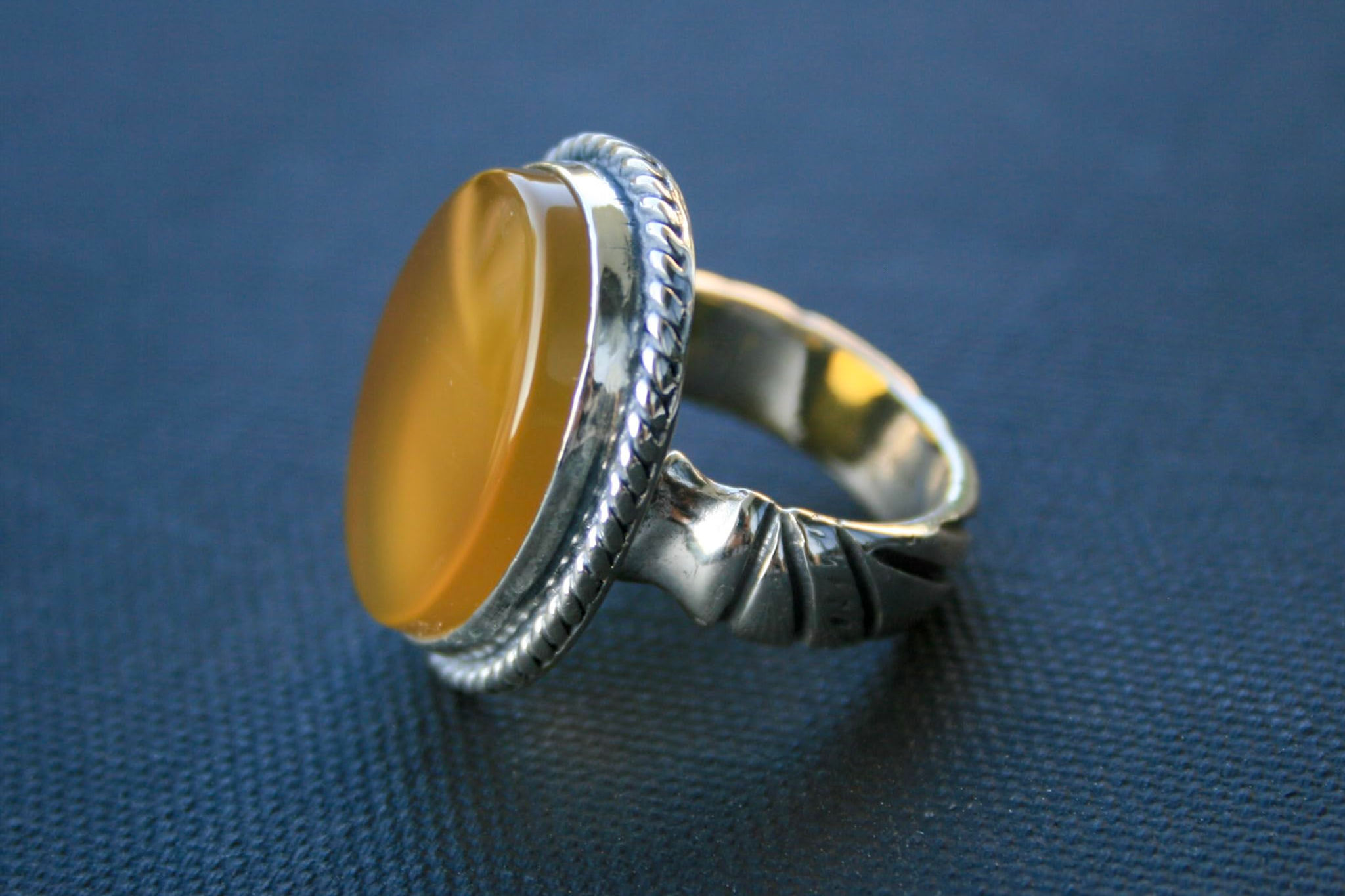 Amber Ring 925 Sterling Silver, Vintage Unisex Gemstone Jewelry, Handmade