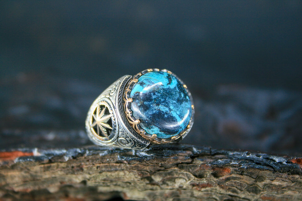 Thumbnail: Turquoise Gemstone Ring with Compass Design - Embrace Your Wanderlust in Style