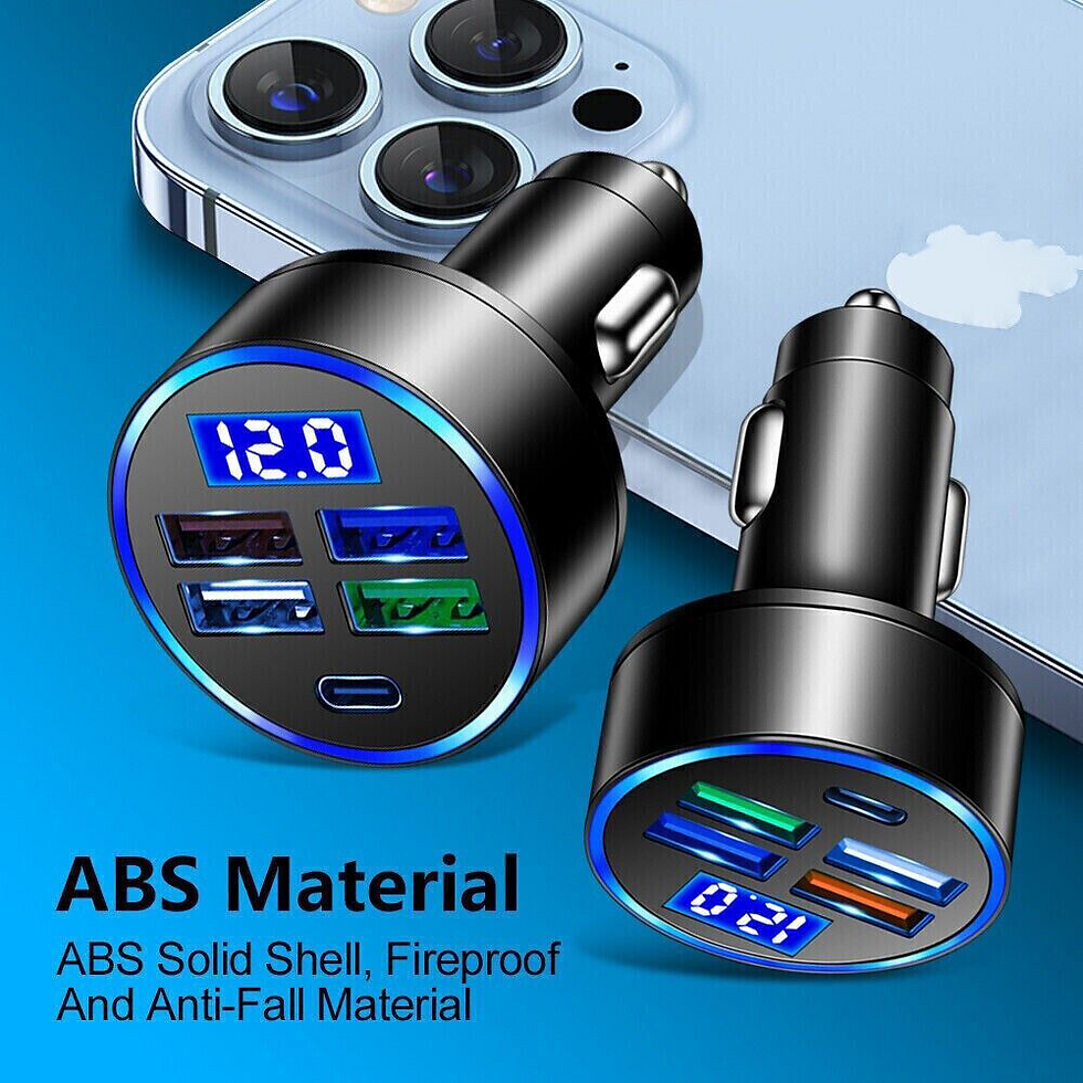 Thumbnail: 5 USB Port Super Fast Car Charger Adapter For iPhone Samsung Android Cell Phone