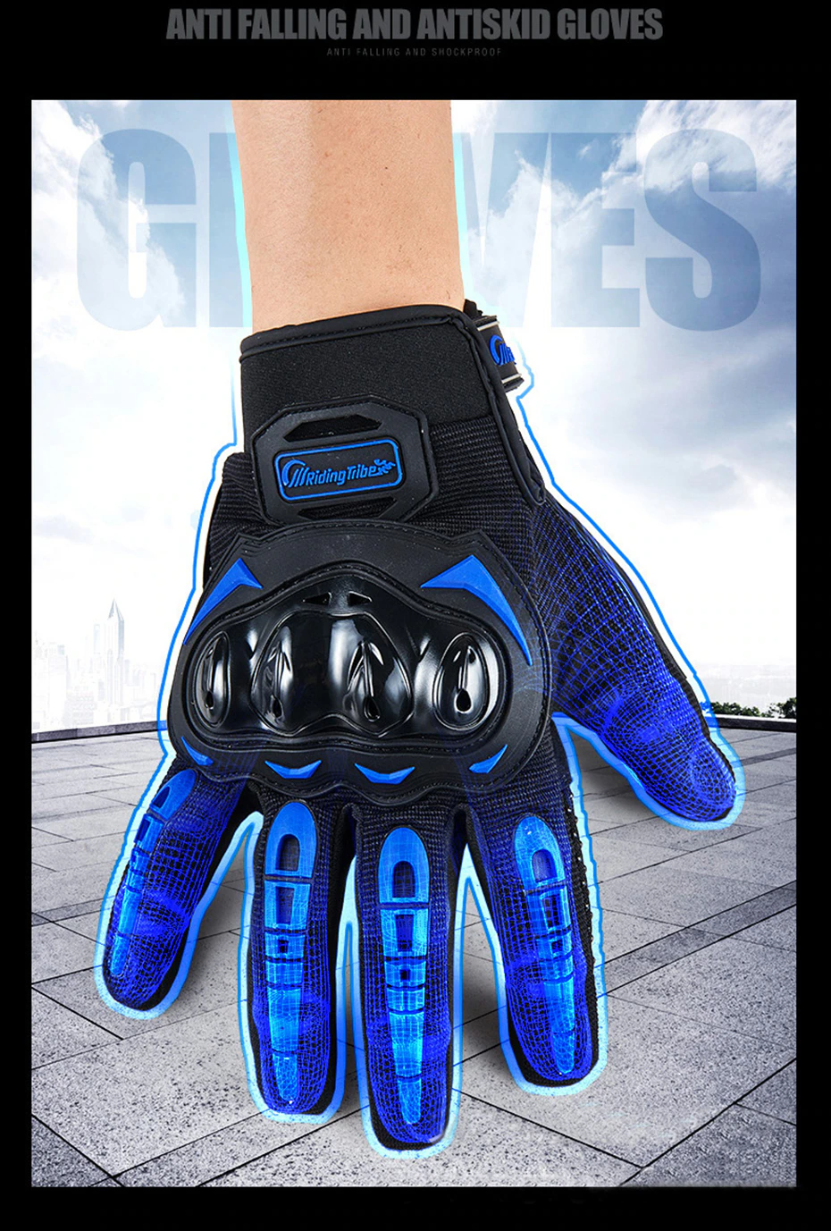 Thumbnail: Racing Motorcycle Motorbike Motocross Riding Dirt Bike Full Finger Sports Gloves