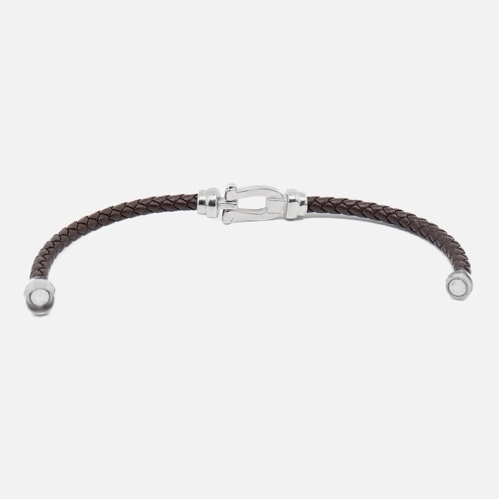 Miniature : Brown 1228 bracelet marron pour homme en cuir véritable et acier inoxydable maroc Atelier Botini