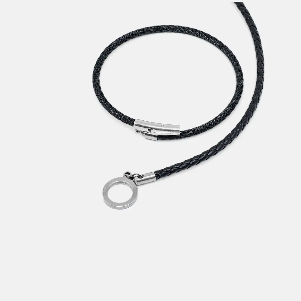 Miniature : Night Life bracelet double en cuir noir Atelier Botini