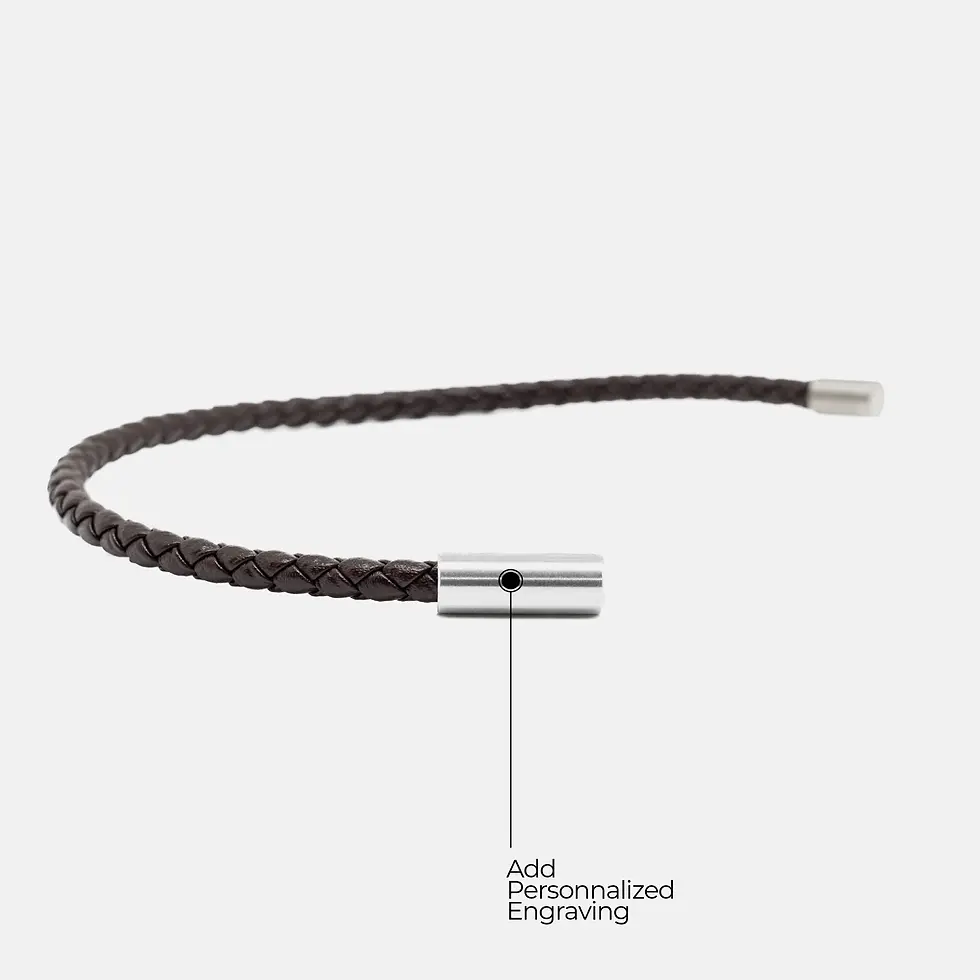 Miniature : Tasty double bracelet marron gravure homme Atelier Botini