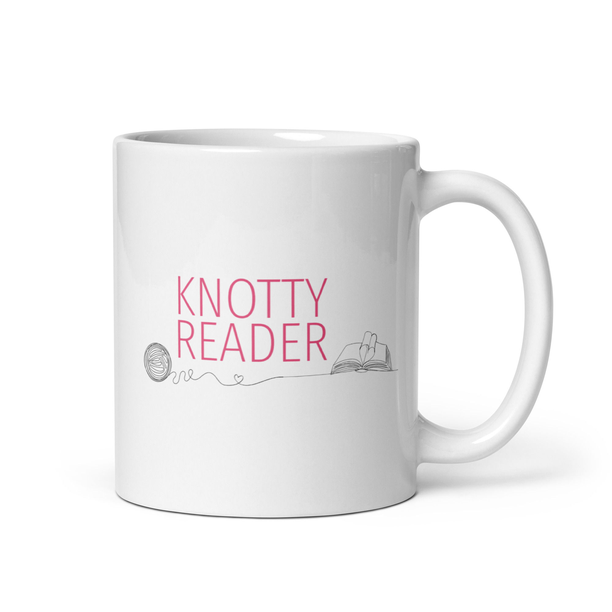 White Glossy Knotty Reader Mug